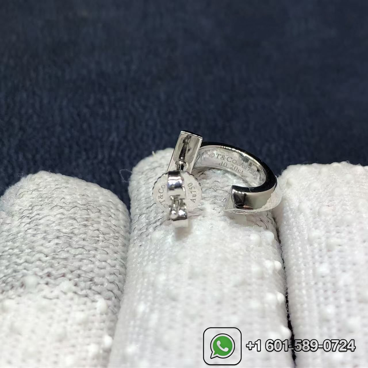 tiffany co. t1 18k white gold diamond extra small hoop earrings 69783031 3