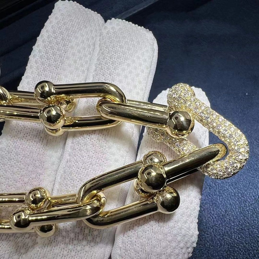 tiffany hardwear graduated link 18k yellow gold diamond necklace 4