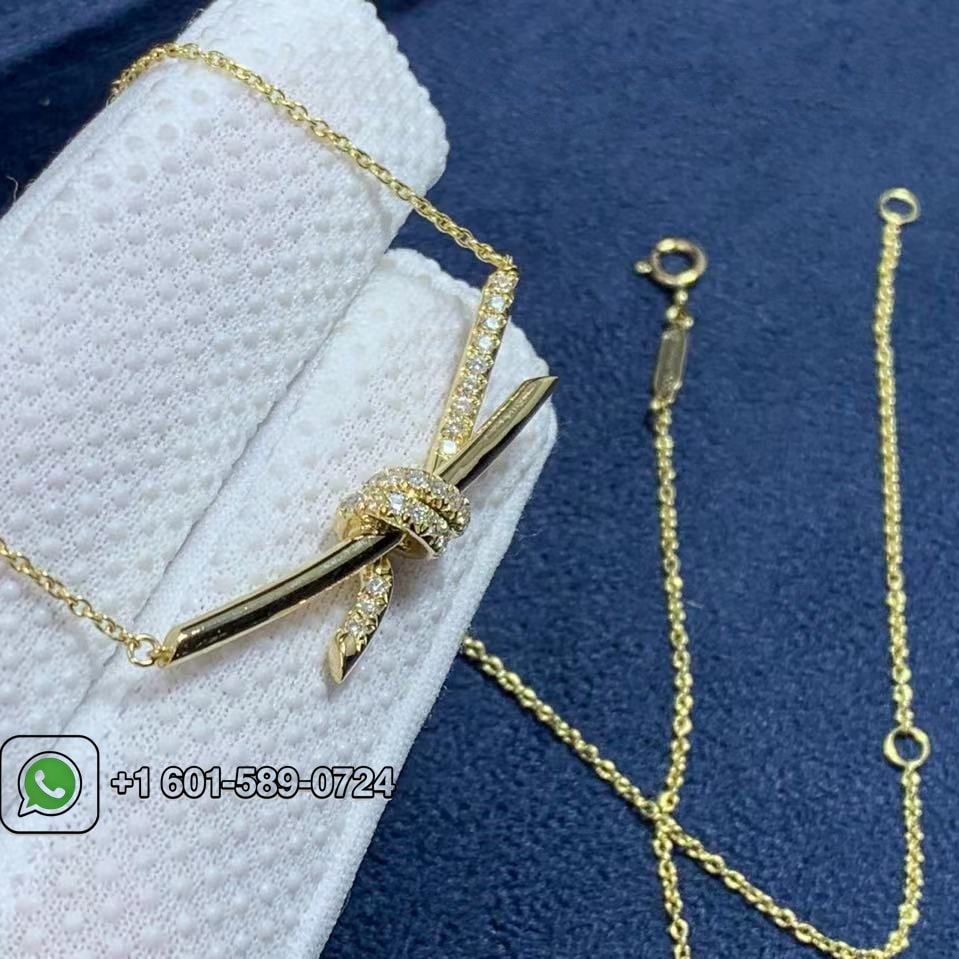 tiffany knot 18k yellow gold with diamonds pendant necklace 5