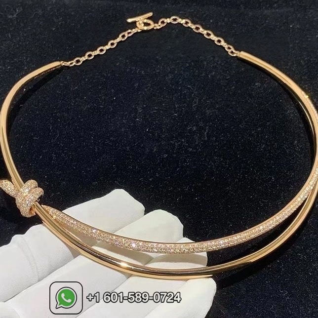 tiffany knot double row 18k rose gold with diamonds necklace 1