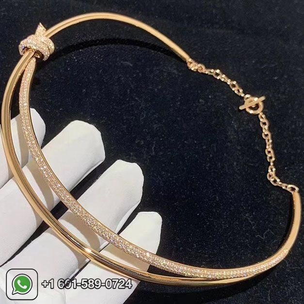 tiffany knot double row 18k rose gold with diamonds necklace 2