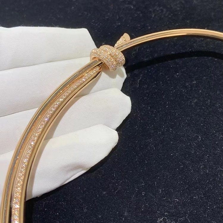 tiffany knot double row 18k rose gold with diamonds necklace 4