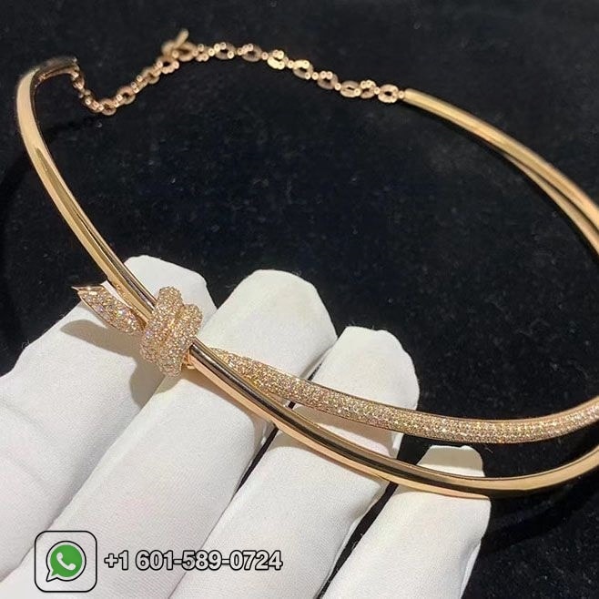 tiffany knot double row 18k rose gold with diamonds necklace 5