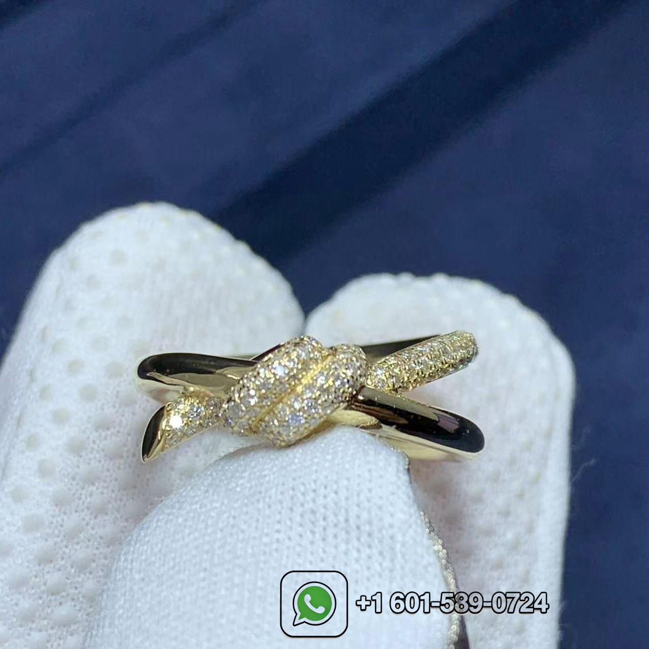 tiffany knot double row 18k yellow gold with diamonds ring 1