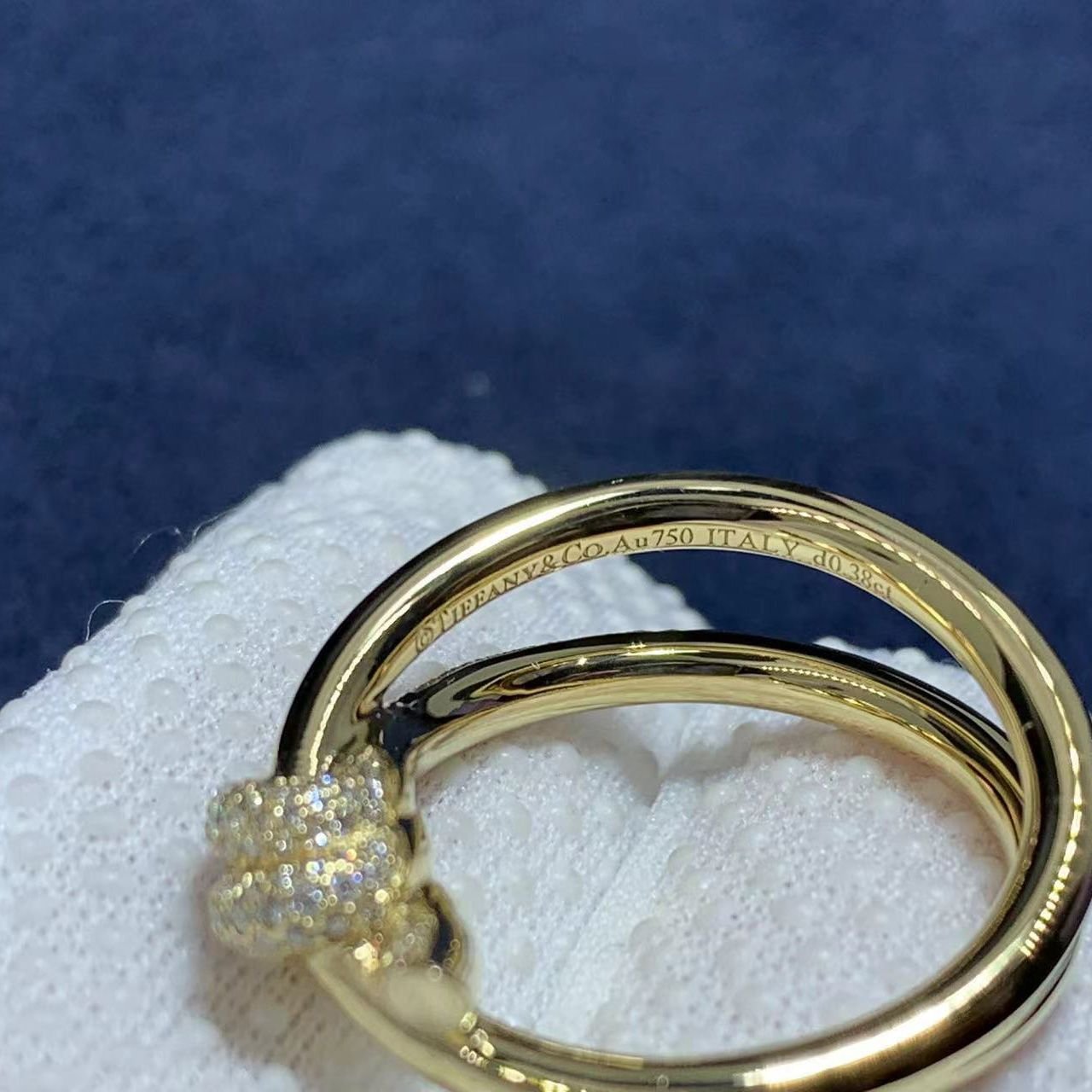 tiffany knot double row 18k yellow gold with diamonds ring 2