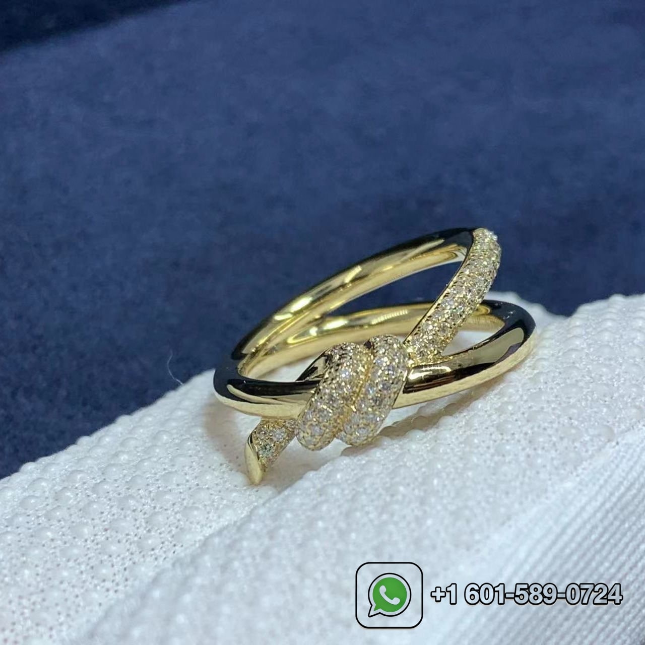 tiffany knot double row 18k yellow gold with diamonds ring 4