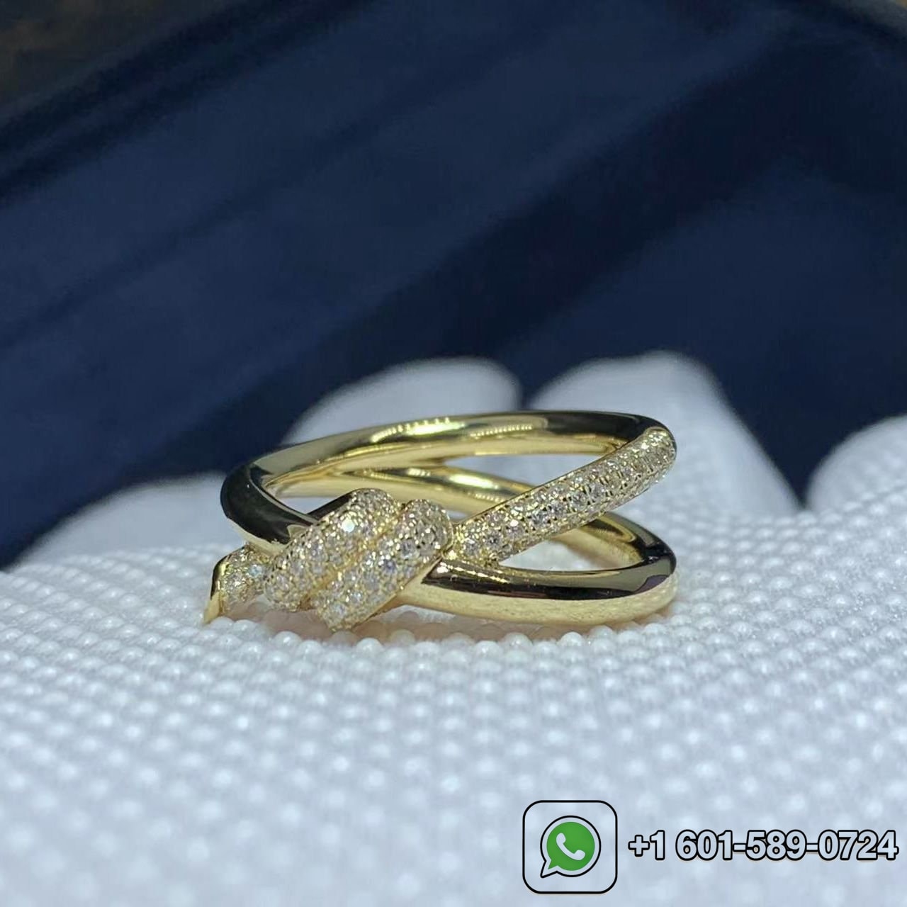 tiffany knot double row 18k yellow gold with diamonds ring 5