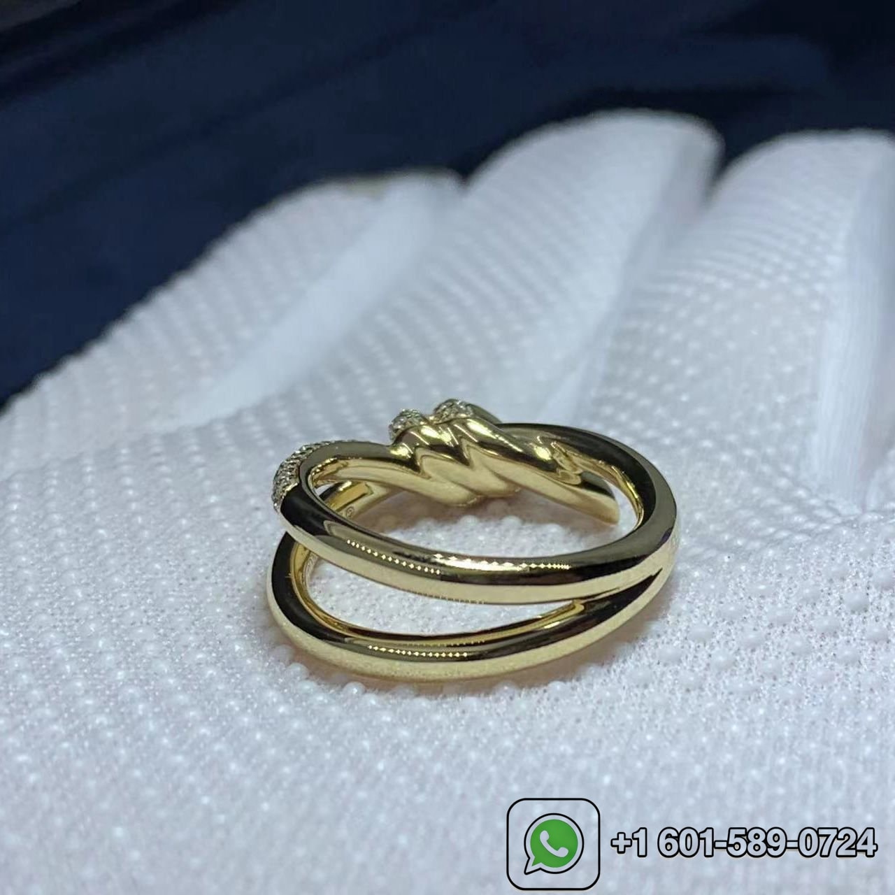 tiffany knot double row 18k yellow gold with diamonds ring 6