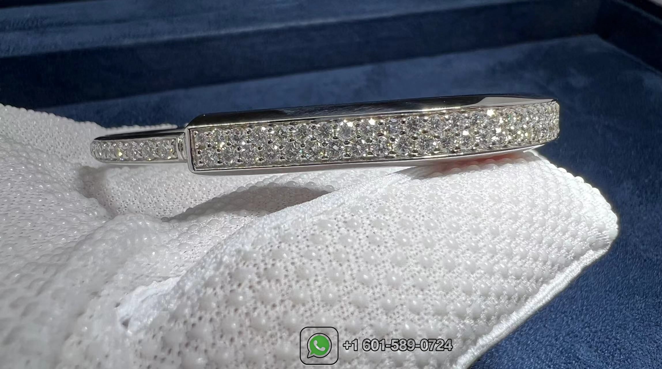 tiffany lock bangle bracelet in 18k white gold with full pave diamonds 2