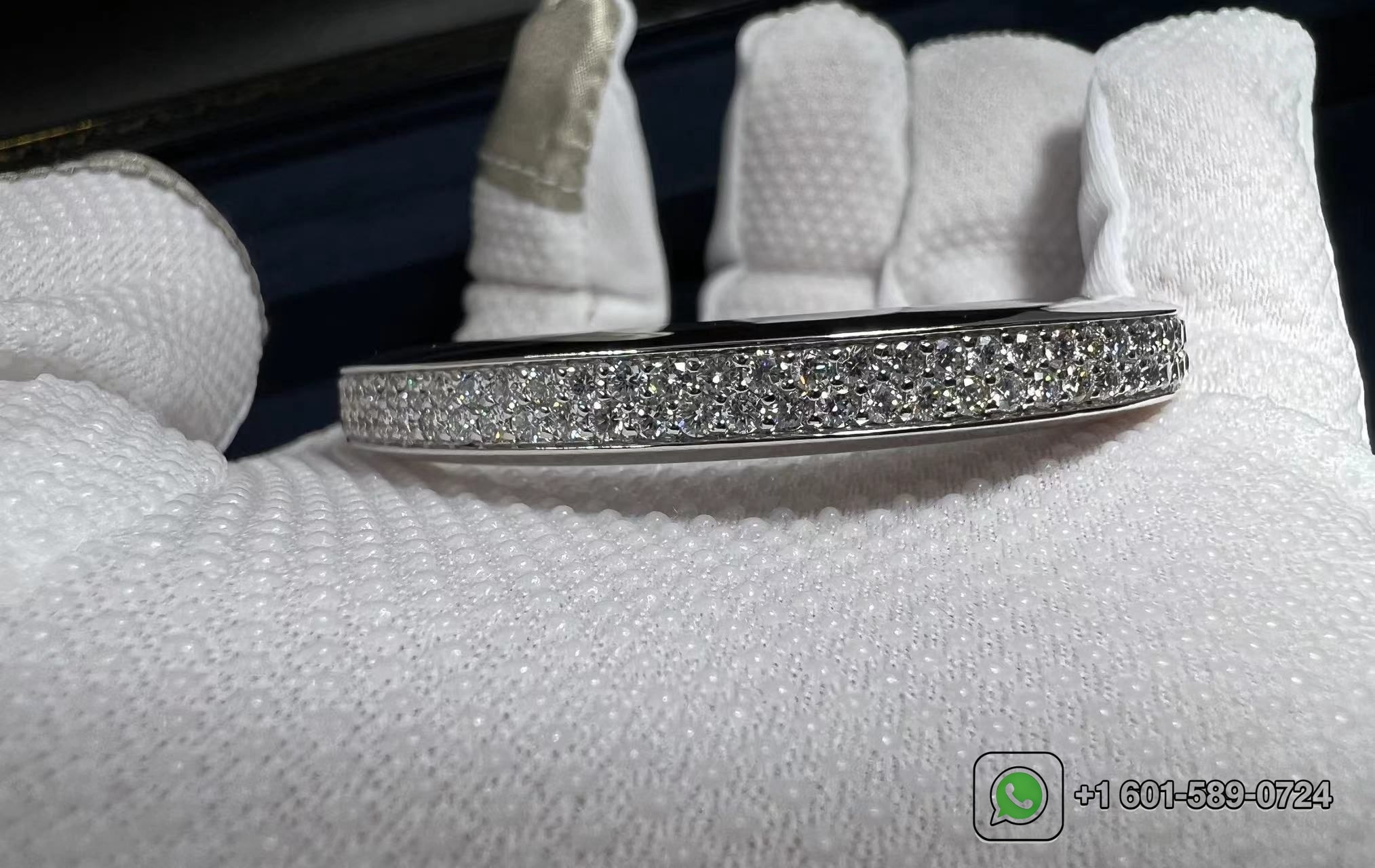 tiffany lock bangle bracelet in 18k white gold with full pave diamonds 3