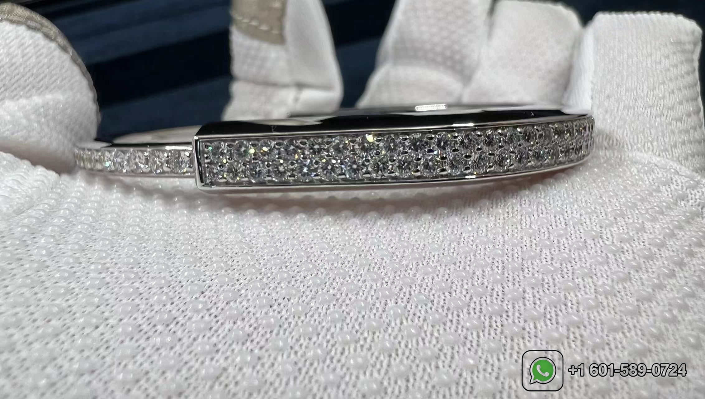 tiffany lock bangle bracelet in 18k white gold with full pave diamonds 4