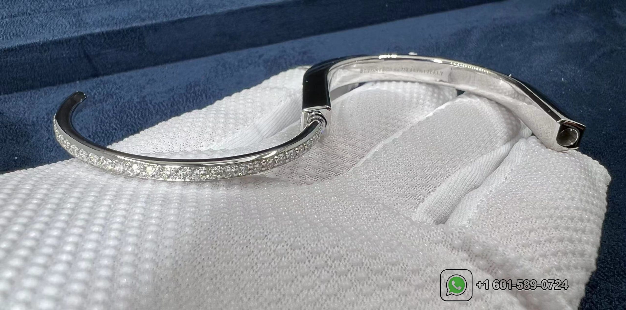 tiffany lock bangle bracelet in 18k white gold with full pave diamonds 5 scaled