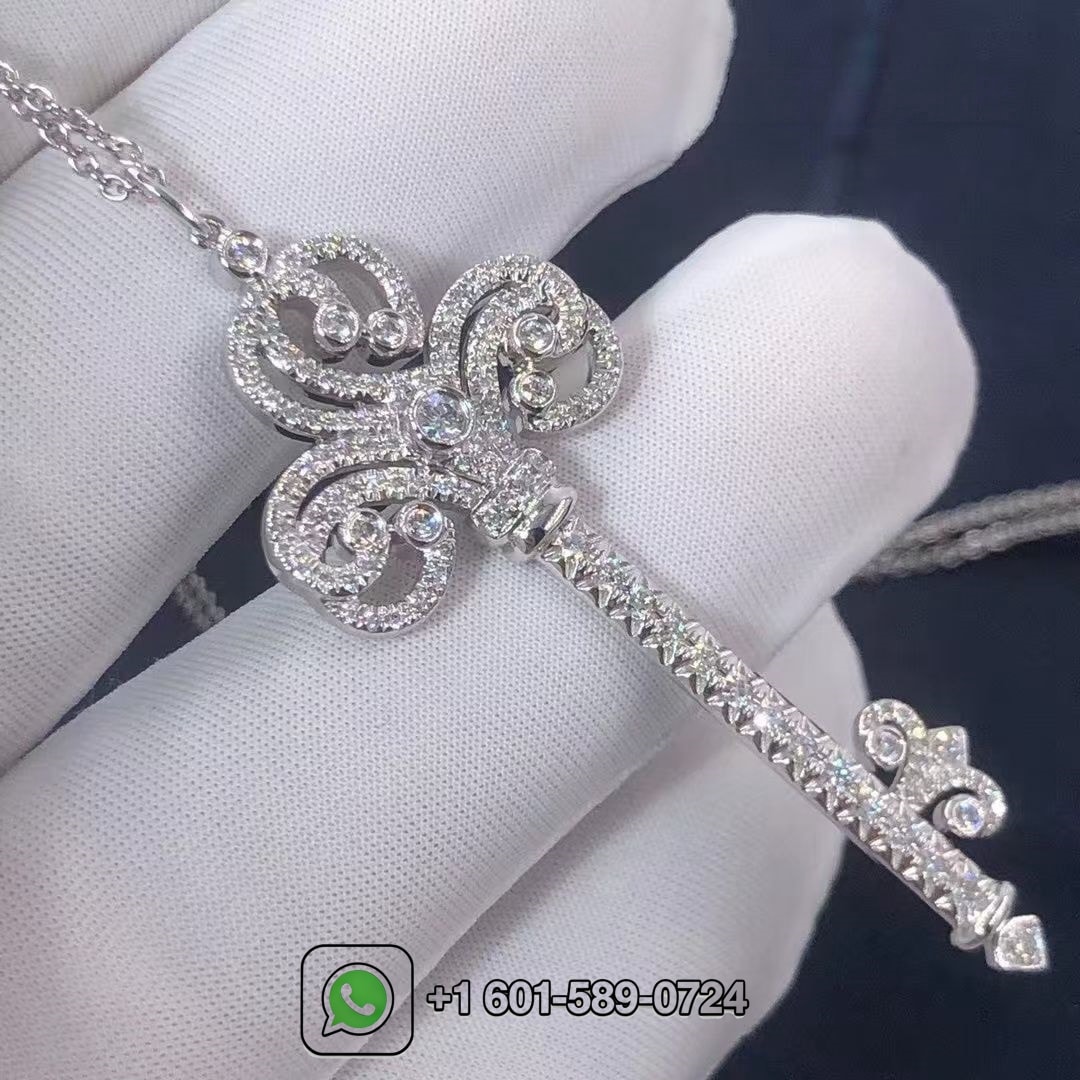 tiffany platinum diamond enchant heart key pendant necklace 1