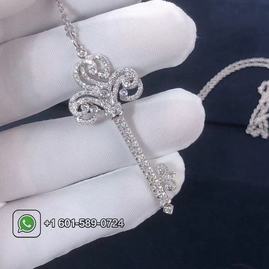 tiffany platinum diamond enchant heart key pendant necklace 2