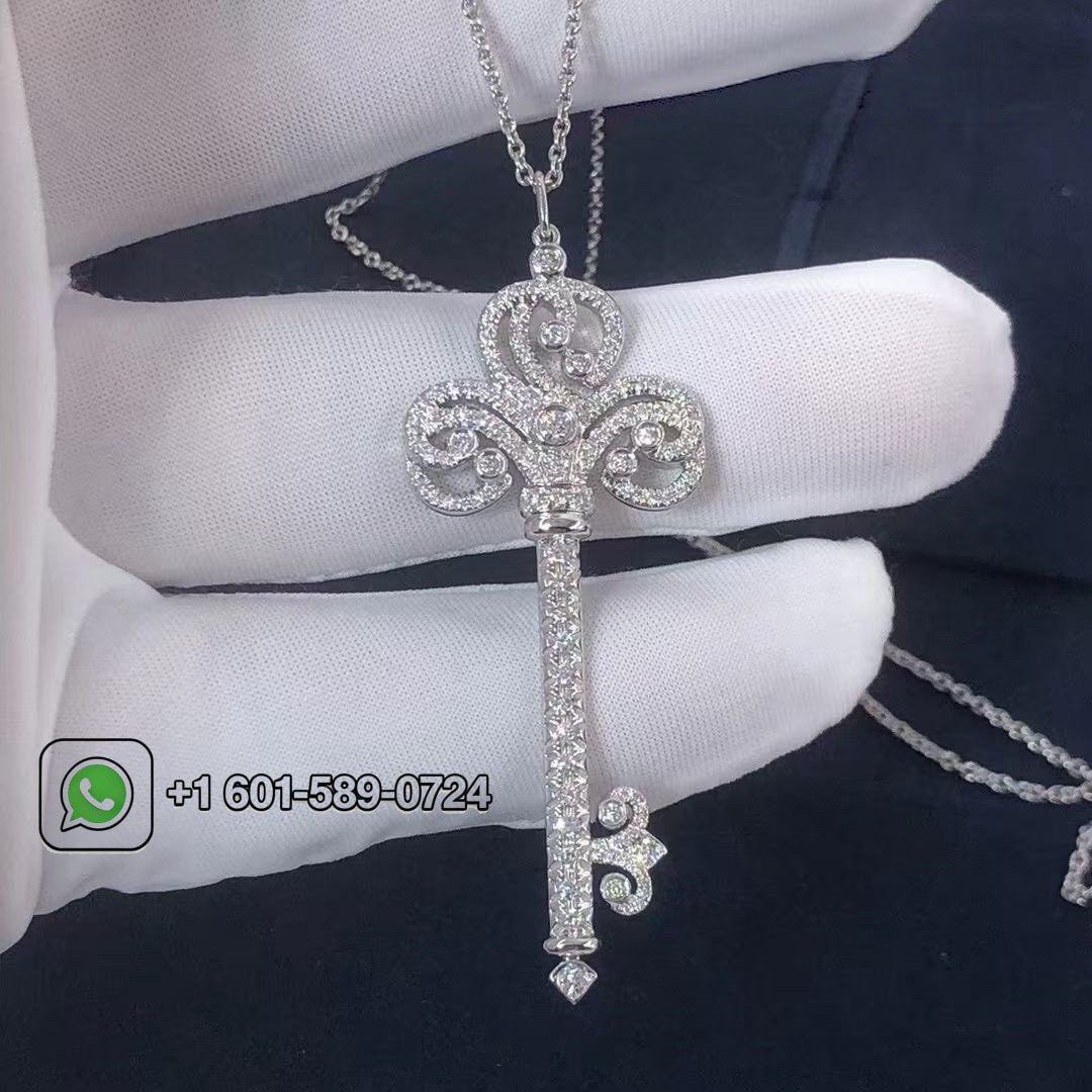 tiffany platinum diamond enchant heart key pendant necklace 4