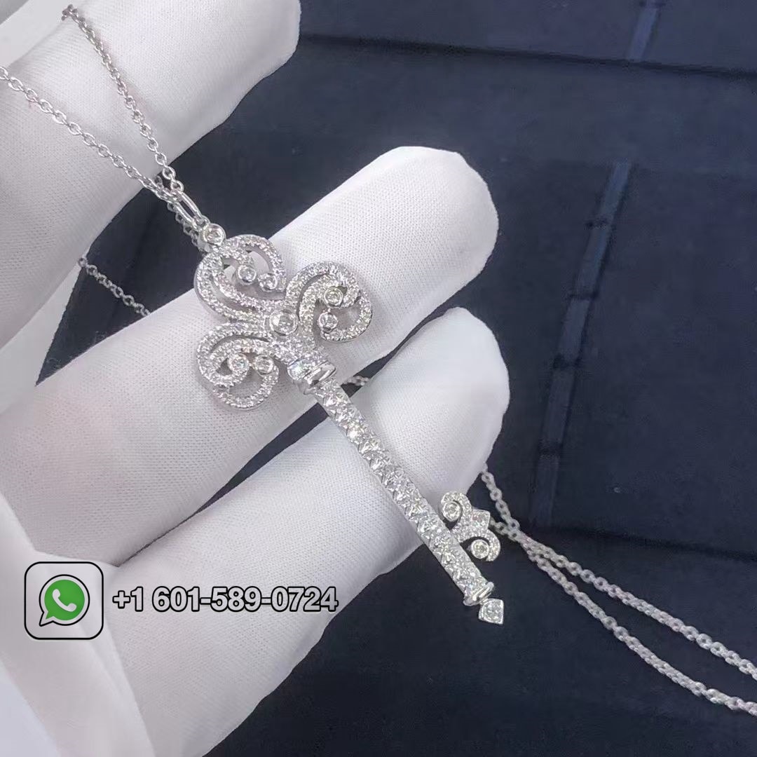 tiffany platinum diamond enchant heart key pendant necklace 5
