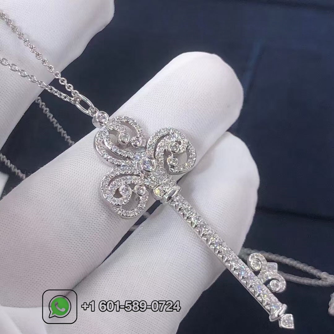 tiffany platinum diamond enchant heart key pendant necklace 6