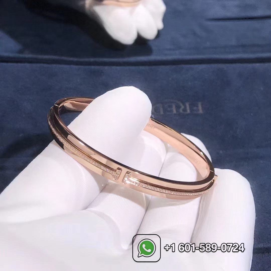 tiffany t diamond hinged 18k rose gold bangle bracelet 2