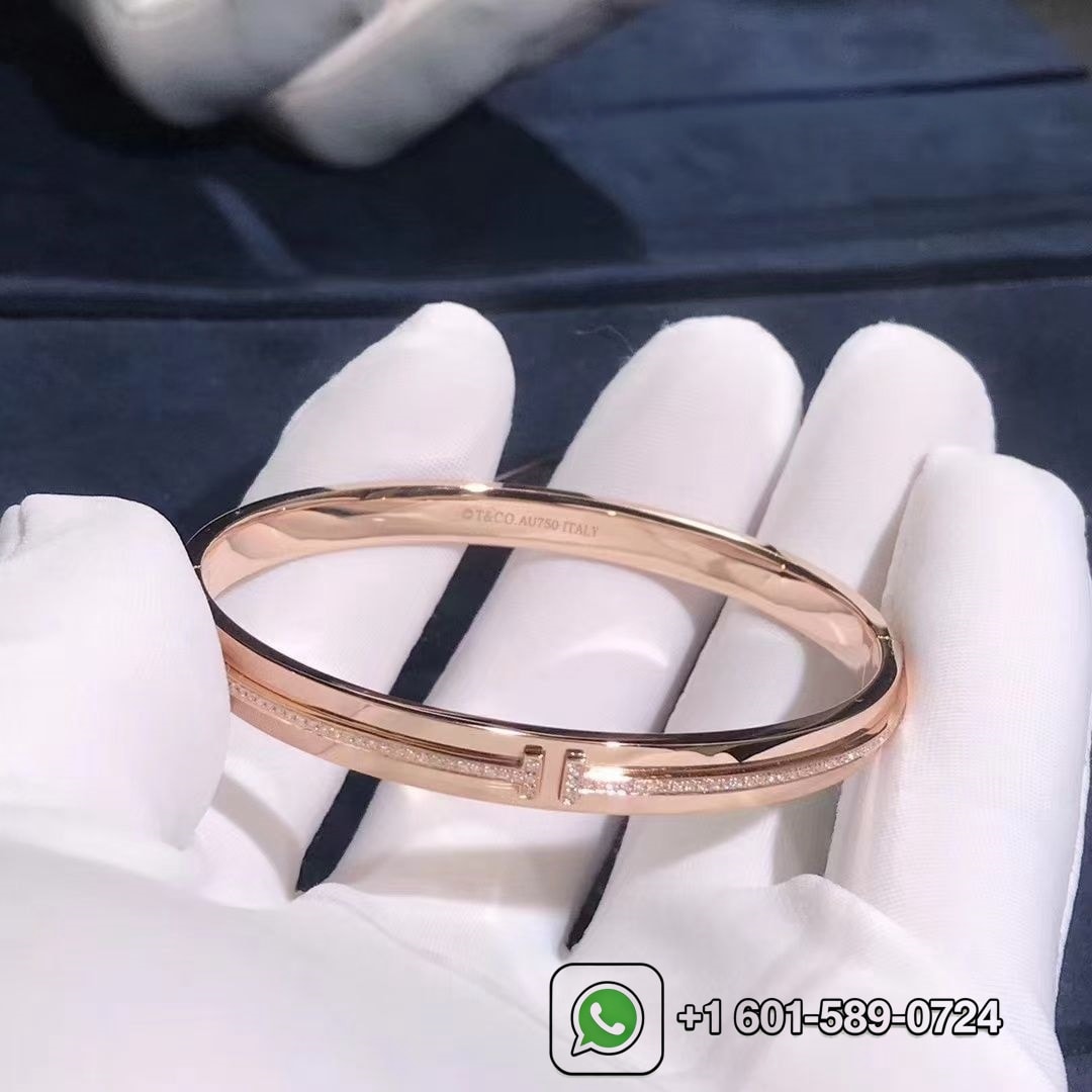 tiffany t diamond hinged 18k rose gold bangle bracelet 3
