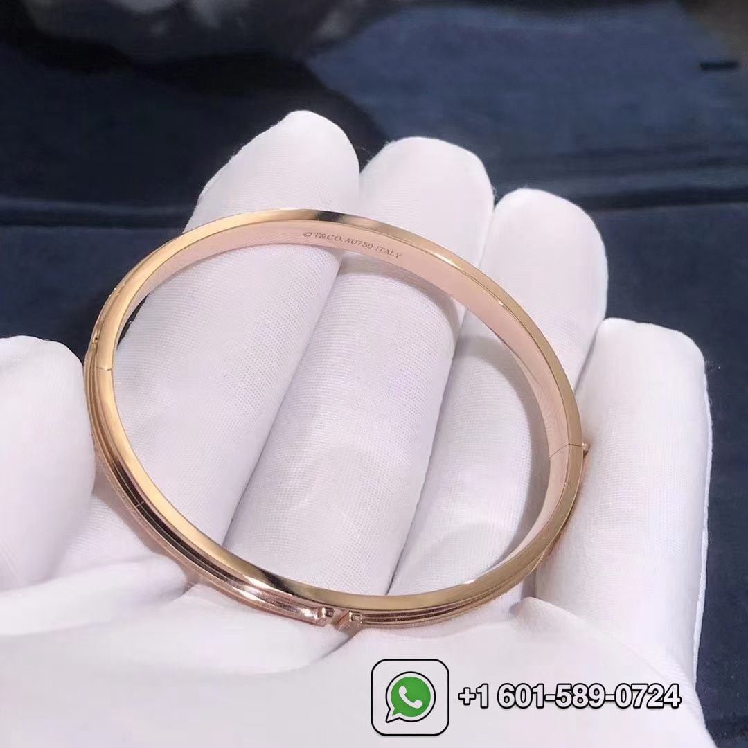 tiffany t diamond hinged 18k rose gold bangle bracelet 4