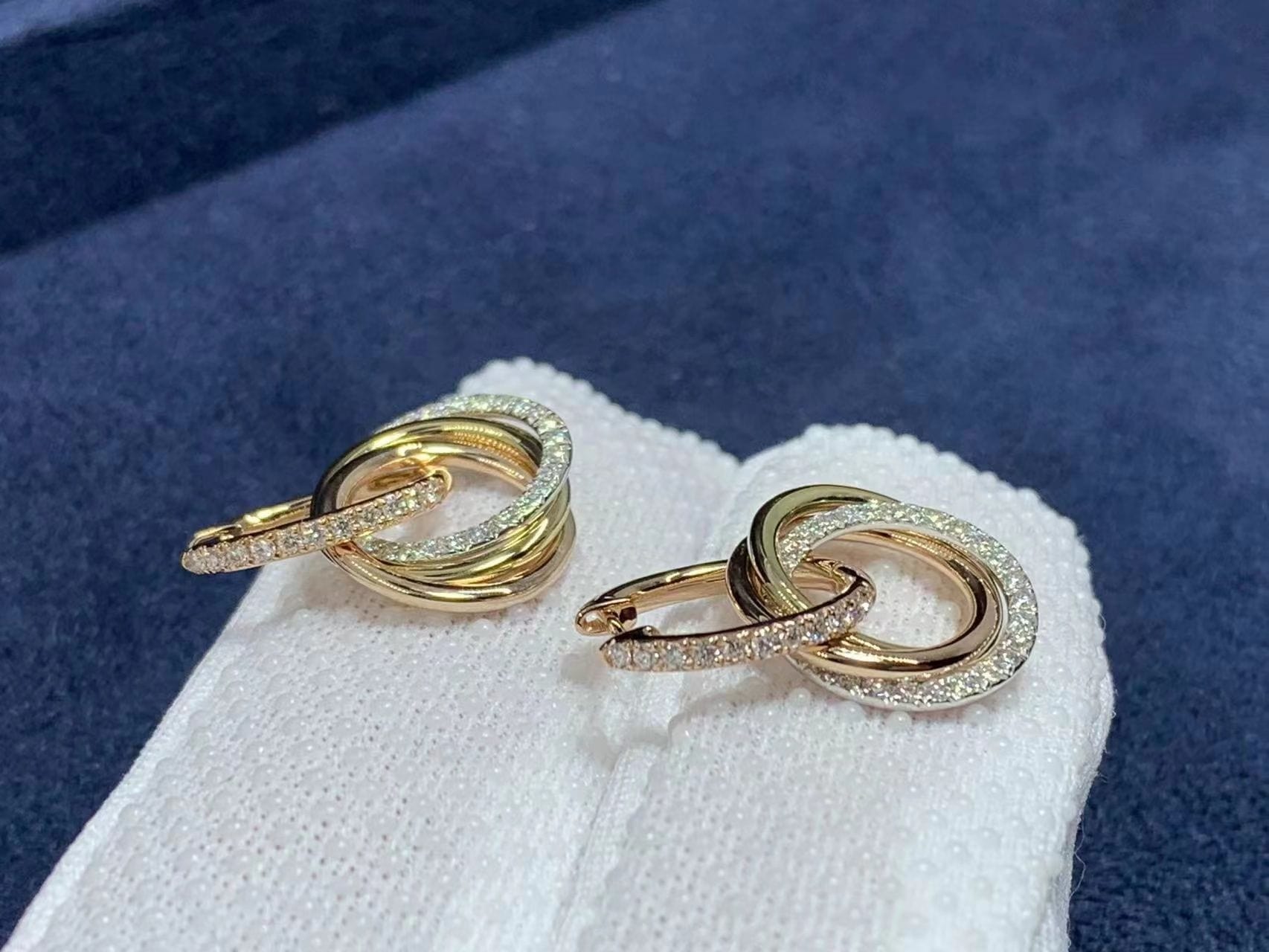 trinity 18ct rose white and yellow gold and diamond earrings b8301259 1