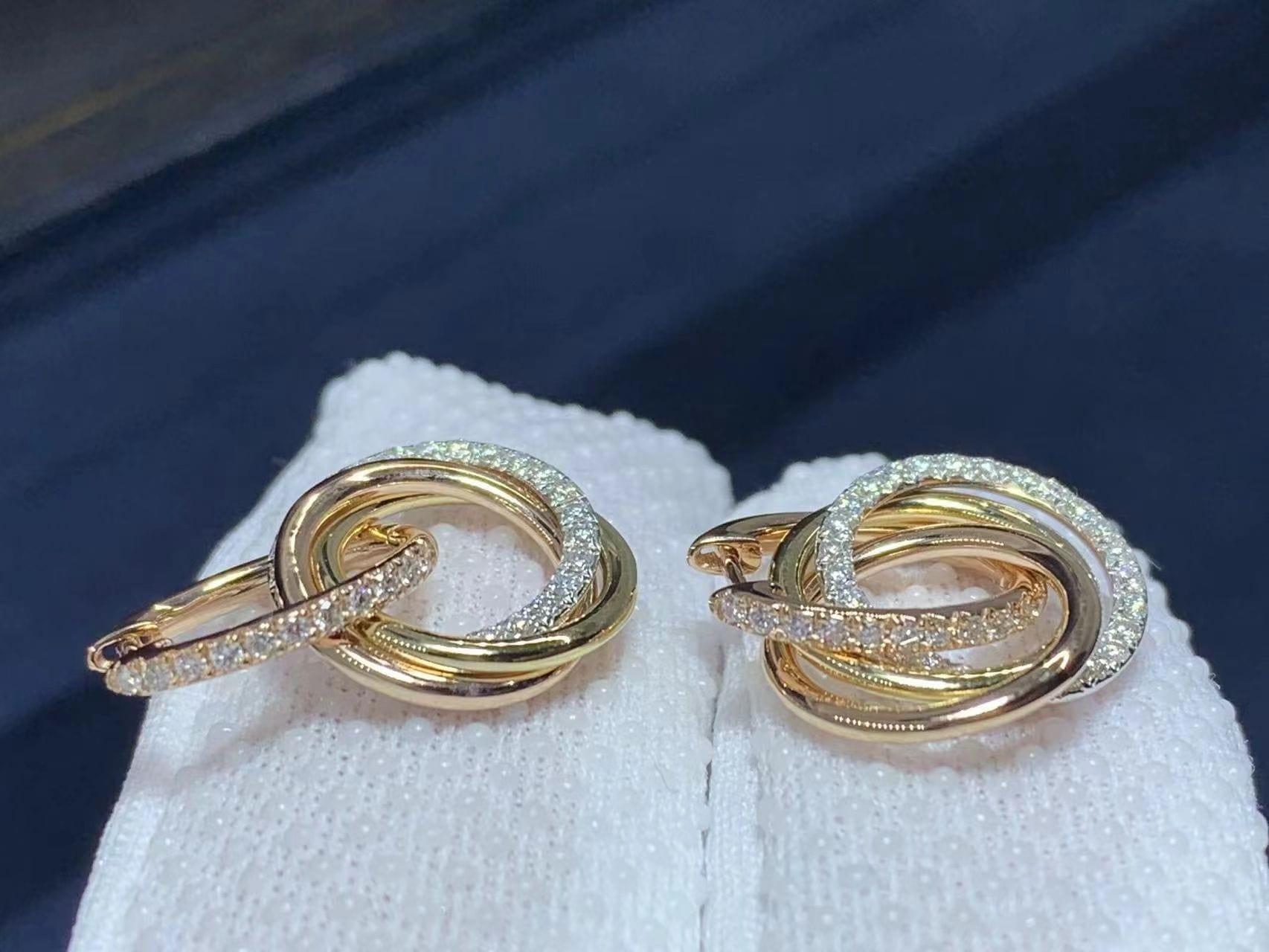 trinity 18ct rose white and yellow gold and diamond earrings b8301259 3