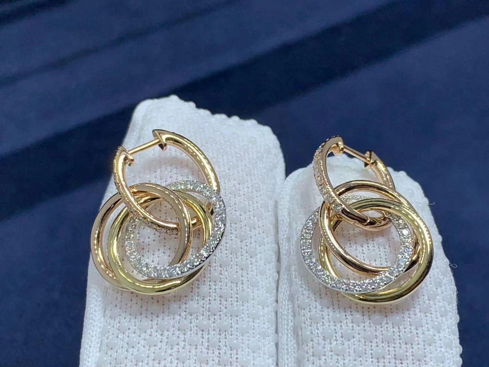 trinity 18ct rose white and yellow gold and diamond earrings b8301259 4