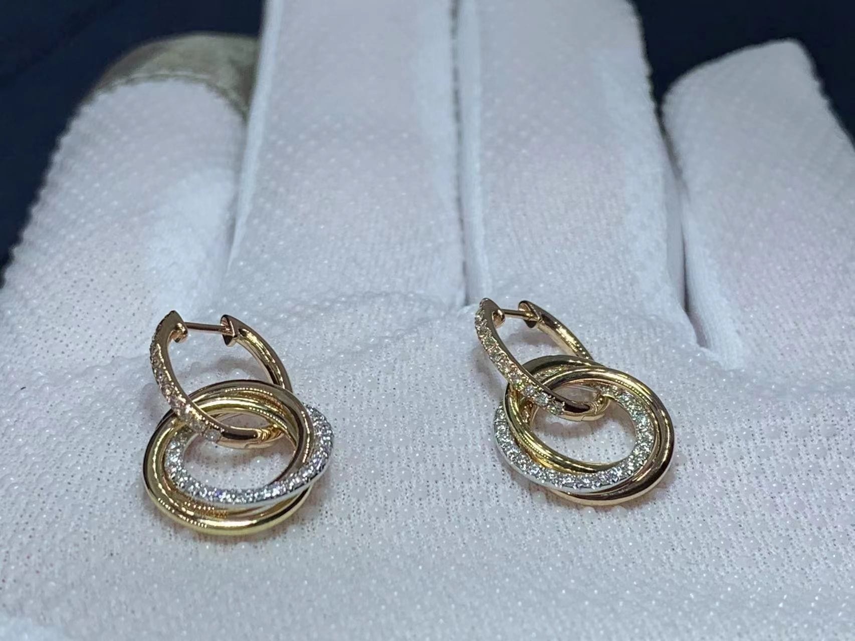 trinity 18ct rose white and yellow gold and diamond earrings b8301259 5