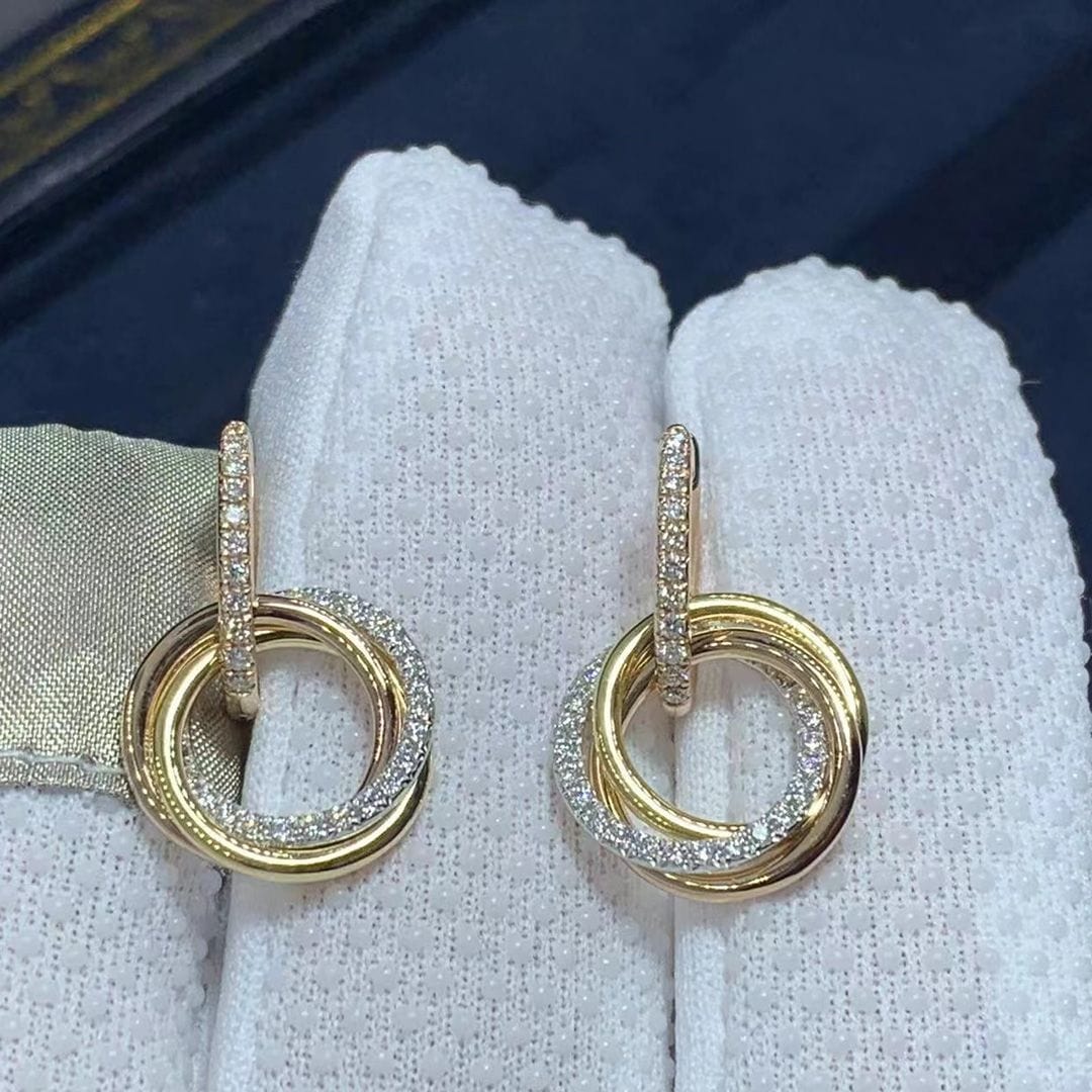 trinity 18ct rose white and yellow gold and diamond earrings b8301259