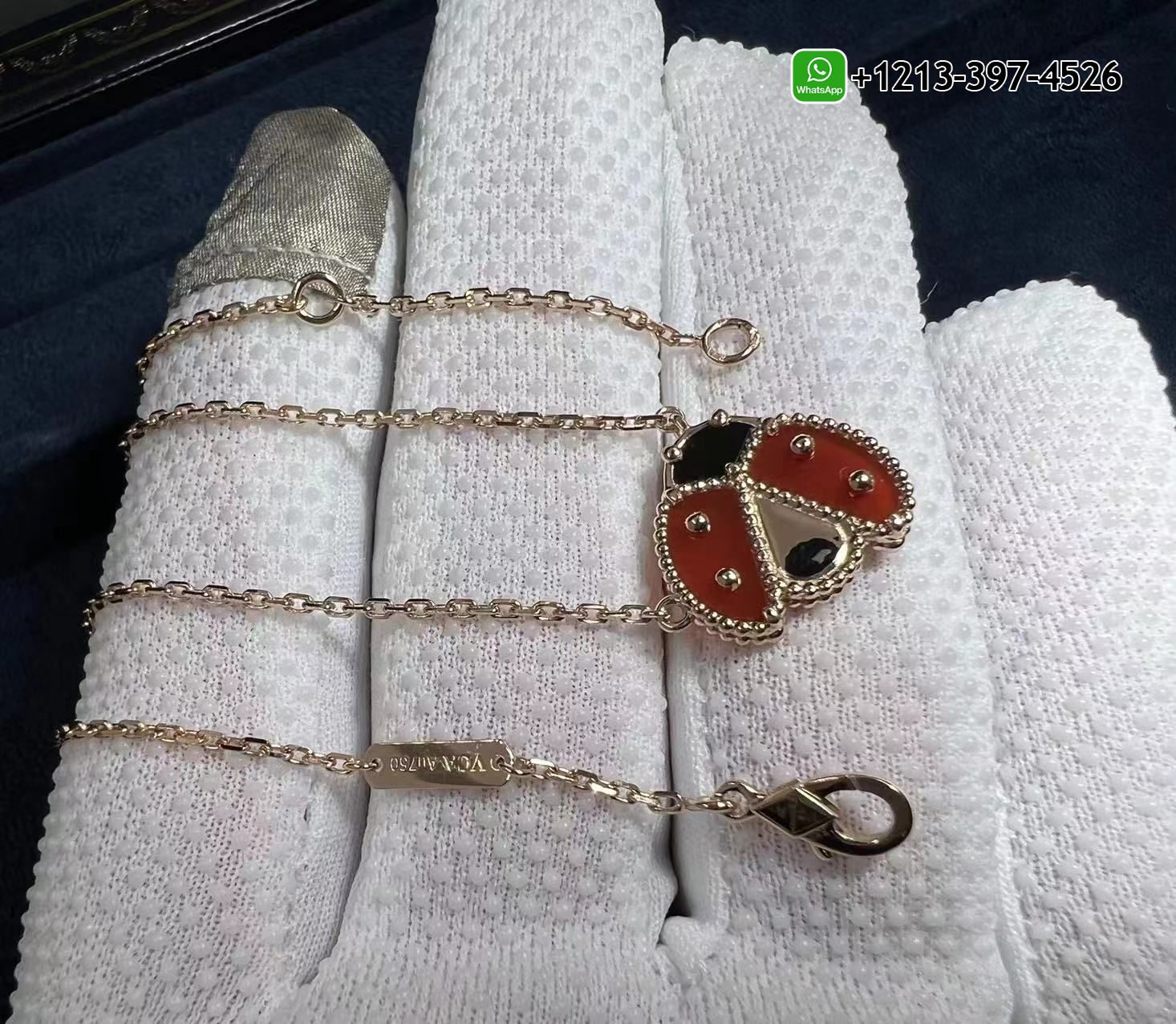 VCA-18k-Rose-Gold-Lucky-Spring-Open-Wings-Ladybug-Carnelian-Onyx-Necklace-VCARP9X000-1.jpg Best Sellers 1:1 Quality Cheap Custom Made VCA 18k Rose Gold Lucky Spring Open Wings Ladybug Carnelian & Onyx Necklace - High Quality 18k Gold and Diamond Luxury Distinctive Collection Designer Jewelry Customized Factory Price - Image 4