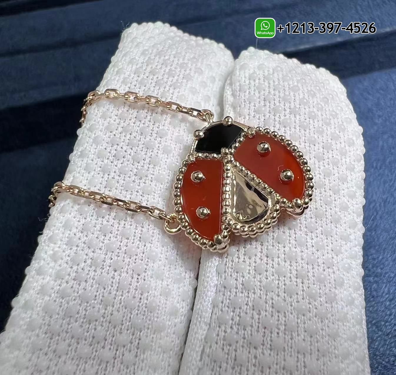 VCA-18k-Rose-Gold-Lucky-Spring-Open-Wings-Ladybug-Carnelian-Onyx-Necklace-VCARP9X000-3.jpg Best Sellers 1:1 Quality Cheap Custom Made VCA 18k Rose Gold Lucky Spring Open Wings Ladybug Carnelian & Onyx Necklace - High Quality 18k Gold and Diamond Luxury Distinctive Collection Designer Jewelry Customized Factory Price - Image 2