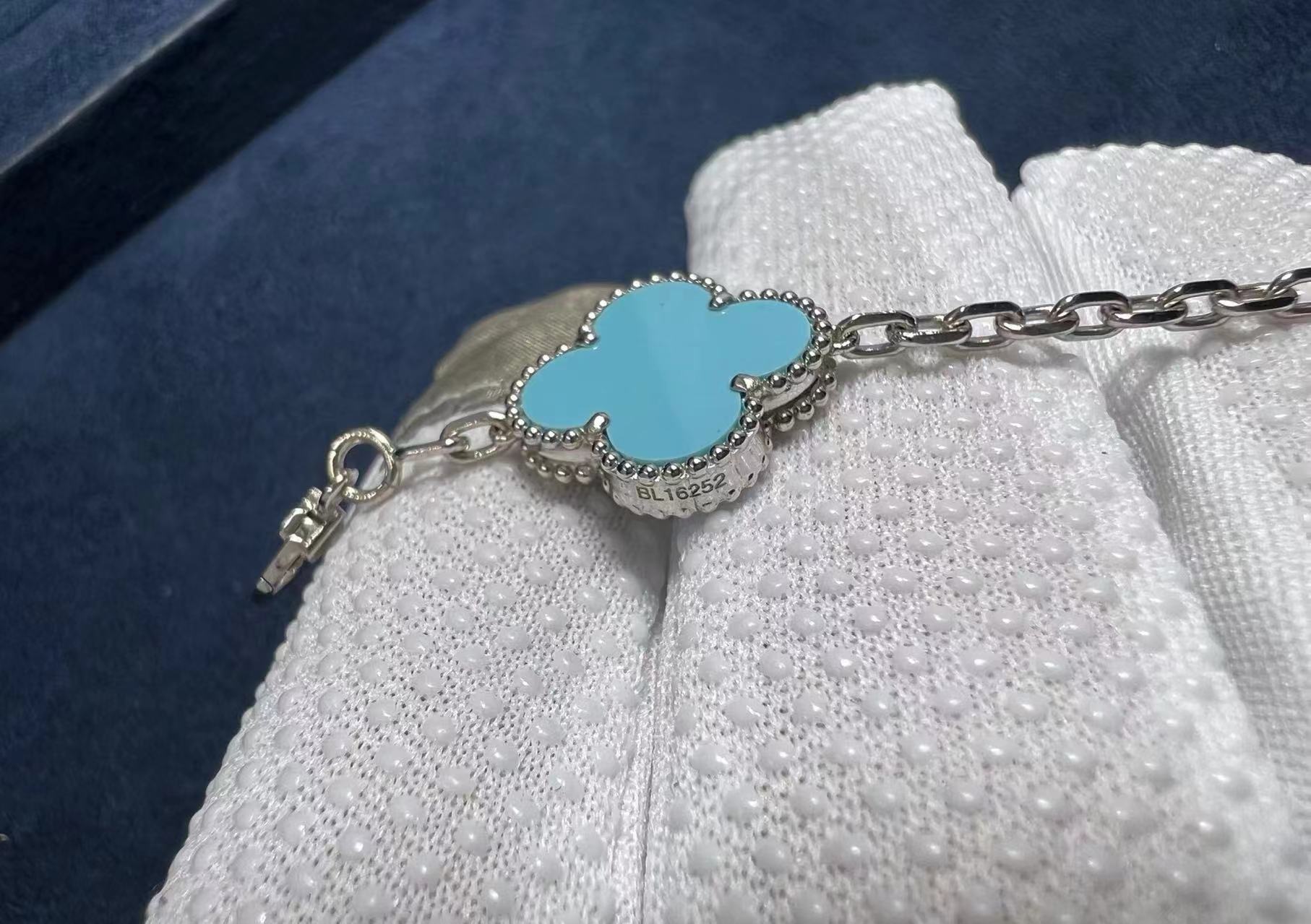 VCA-18k-White-Gold-Turquoise-20-Motifs-Vintage-Alhambra-Long-Necklace-12.jpg Van Cleef & Arpels 18k White Gold Turquoise 20 Motifs Vintage Alhambra Long Necklace - High Quality 18k Gold and Diamond Luxury Distinctive Collection Designer Jewelry Customized Factory Price - Image 13