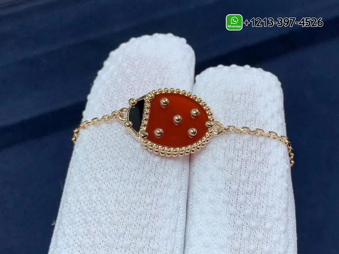 VCA-Lucky-Spring-Closed-Wings-Ladybug-18k-Rose-Gold-with-Onyx-Carnelian-Bracelet-VCARP7R000-2.jpg Custom Made Best Quality 1:1 Cheap VCA Lucky Spring Closed Wings Ladybug 18k Rose Gold with Onyx & Carnelian Bracelet - High Quality 18k Gold and Diamond Luxury Distinctive Collection Designer Jewelry Customized Factory Price - Image 3