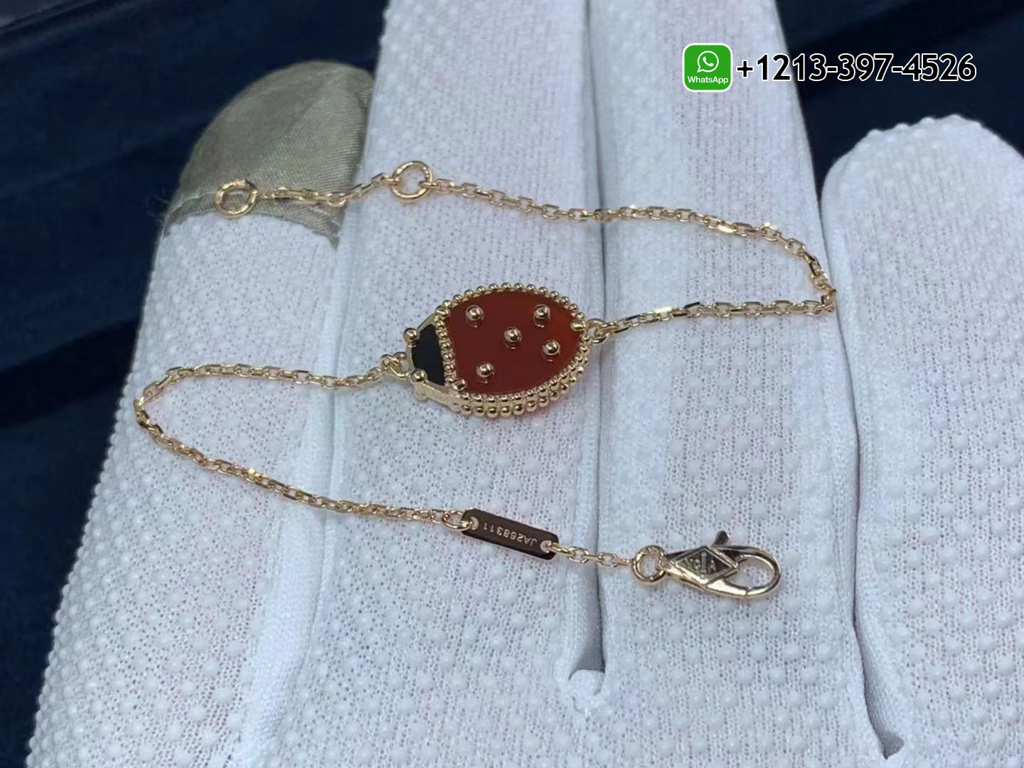 VCA-Lucky-Spring-Closed-Wings-Ladybug-18k-Rose-Gold-with-Onyx-Carnelian-Bracelet-VCARP7R000-3.jpg Custom Made Best Quality 1:1 Cheap VCA Lucky Spring Closed Wings Ladybug 18k Rose Gold with Onyx & Carnelian Bracelet - High Quality 18k Gold and Diamond Luxury Distinctive Collection Designer Jewelry Customized Factory Price - Image 4