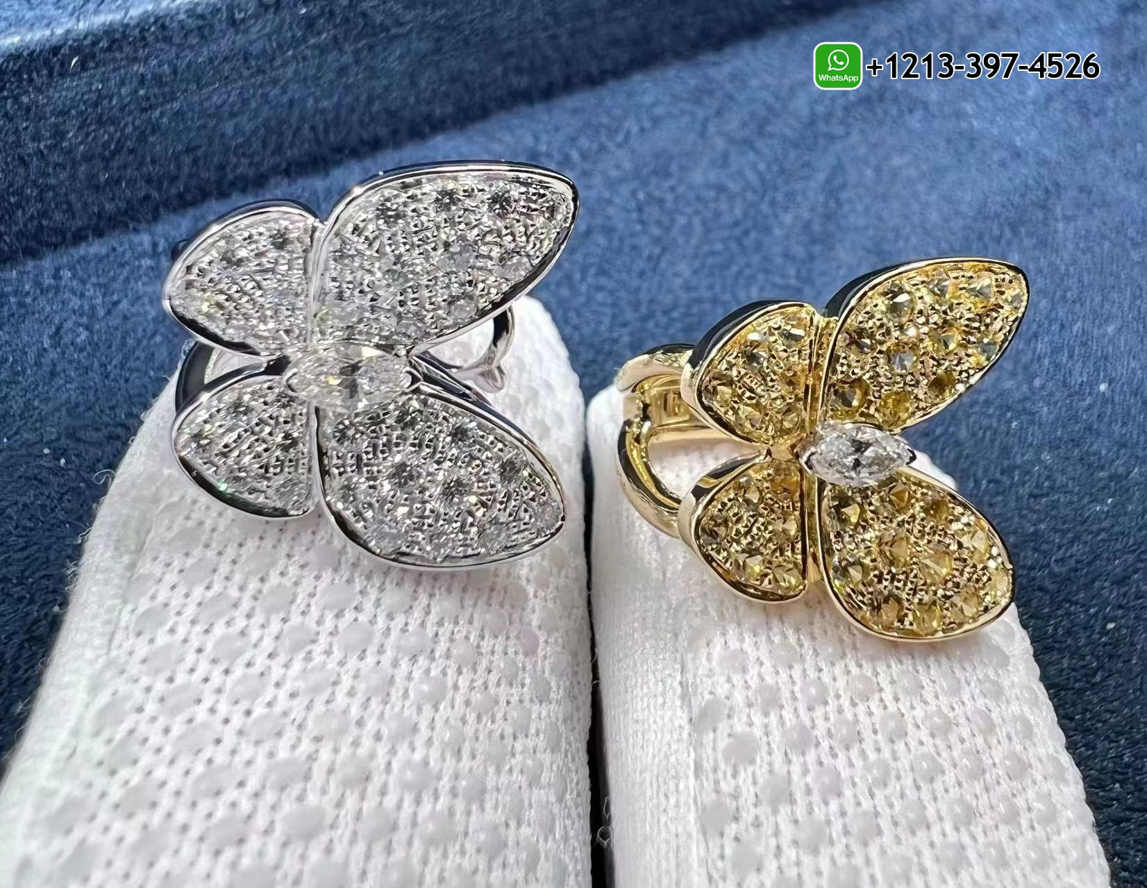 Van-Cleef-18k-Gold-Diamond-Yellow-Sapphire-Two-Butterfly-Earrings-VCARB15100-1.jpg 1:1 Quality Van Cleef 18k Gold Diamond & Yellow Sapphire Two Butterfly Earrings - High Quality 18k Gold and Diamond Luxury Distinctive Collection Designer Jewelry Customized Factory Price - Image 2