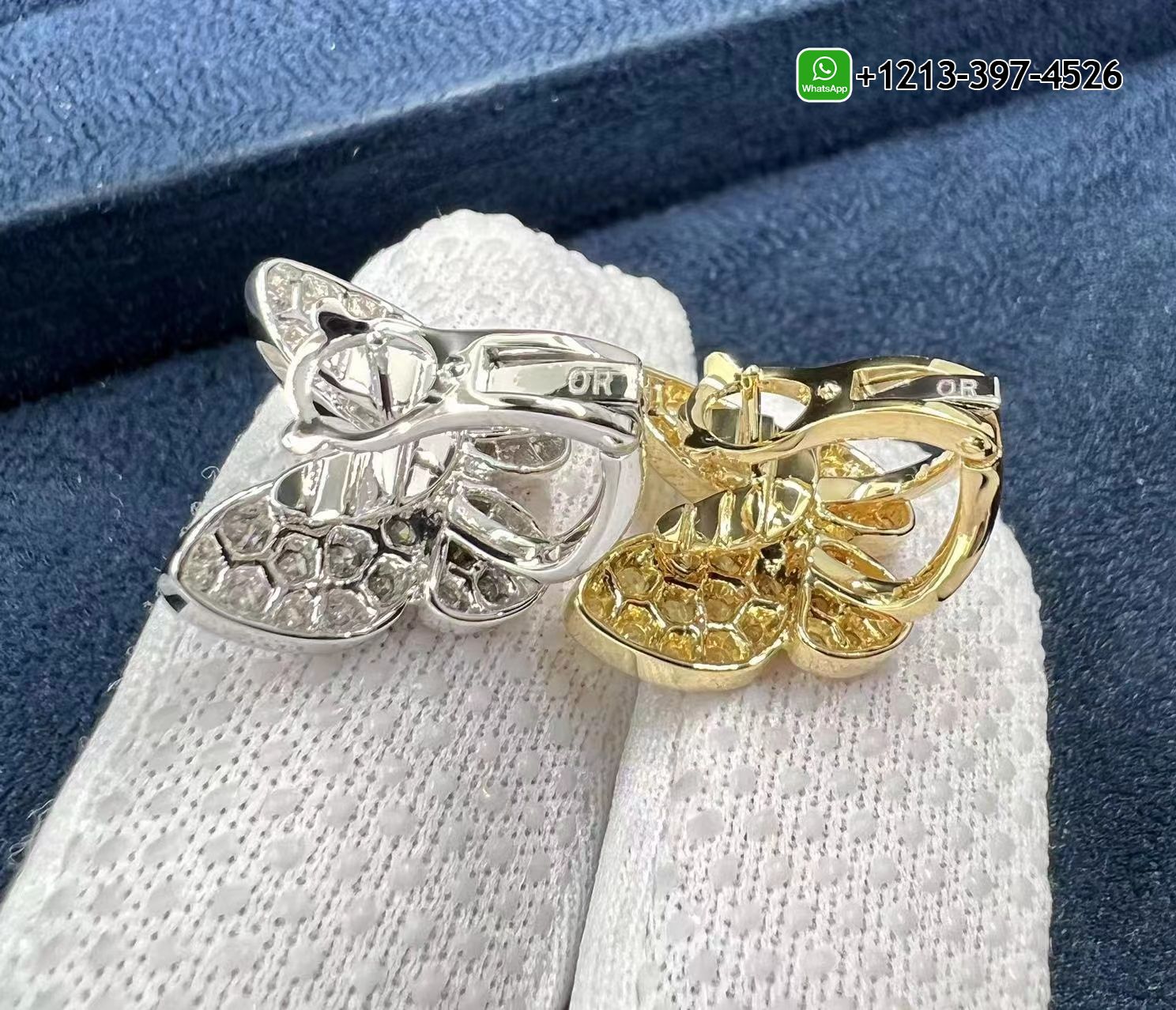 Van-Cleef-18k-Gold-Diamond-Yellow-Sapphire-Two-Butterfly-Earrings-VCARB15100-3.jpg 1:1 Quality Van Cleef 18k Gold Diamond & Yellow Sapphire Two Butterfly Earrings - High Quality 18k Gold and Diamond Luxury Distinctive Collection Designer Jewelry Customized Factory Price - Image 4