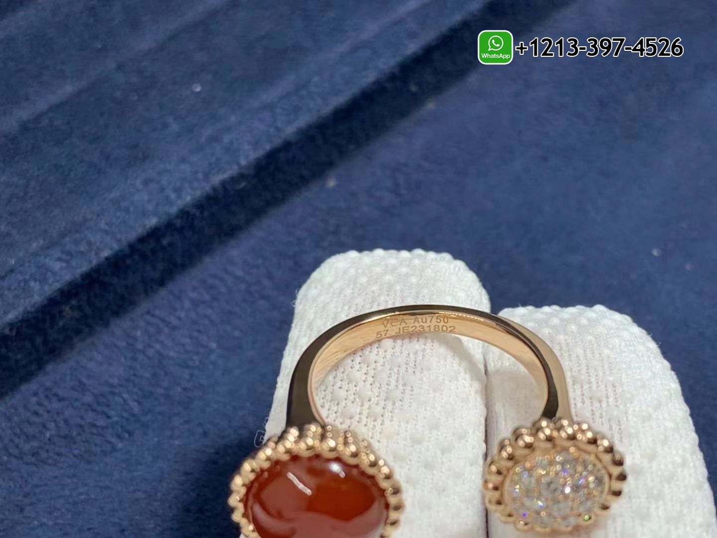 Van-Cleef-Arpels-18K-Rose-Gold-Diamond-Carnelian-Perlee-Couleurs-Between-The-Finger-Ring-VCARO9SV00-1.jpg Custom Made Best Quality 1:1 Cheap Van Cleef & Arpels 18K Rose Gold Diamond Carnelian Perlee Couleurs Between The Finger Ring - High Quality 18k Gold and Diamond Luxury Distinctive Collection Designer Jewelry Customized Factory Price - Image 2