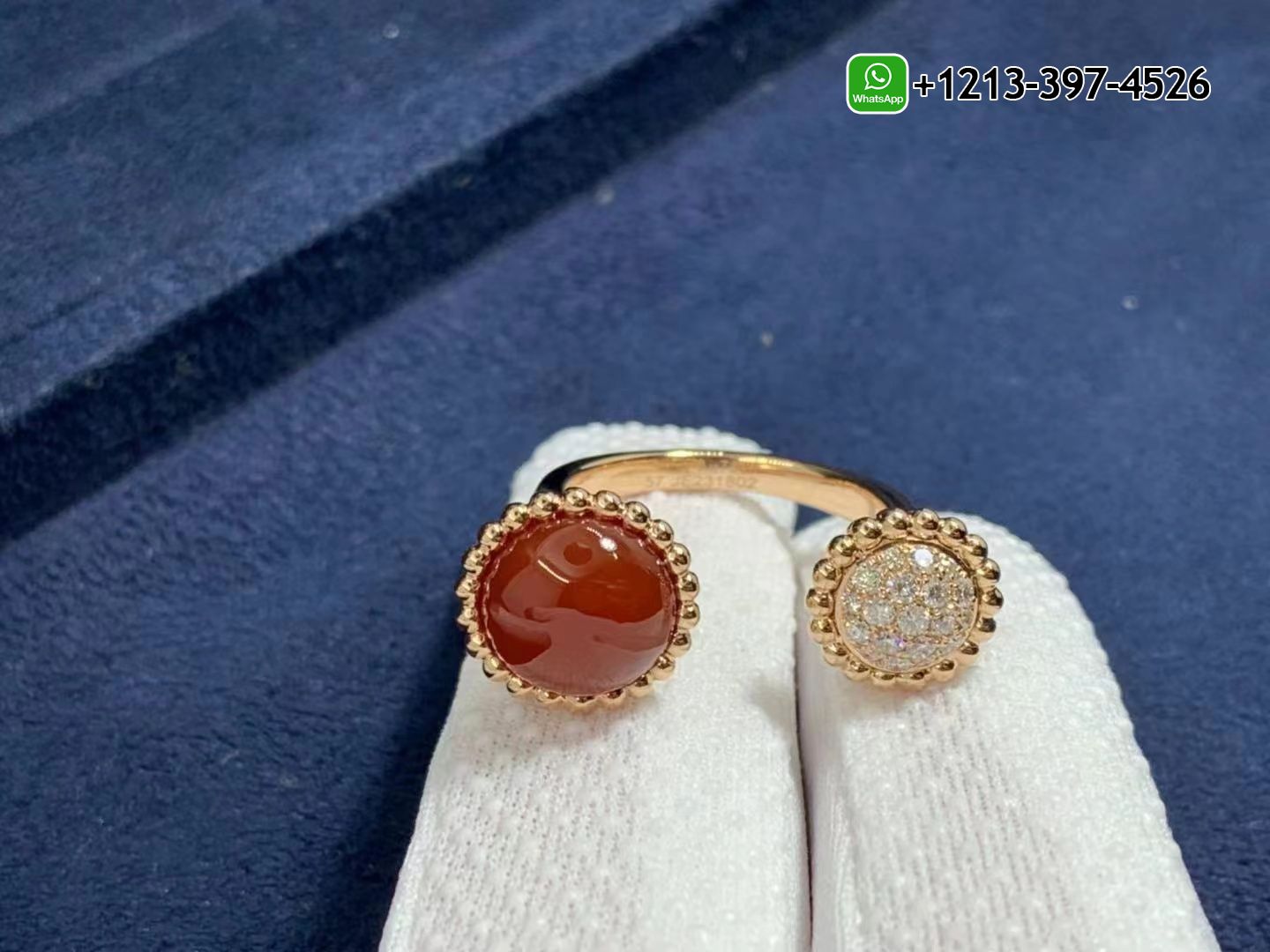 Van-Cleef-Arpels-18K-Rose-Gold-Diamond-Carnelian-Perlee-Couleurs-Between-The-Finger-Ring-VCARO9SV00-2.jpg Custom Made Best Quality 1:1 Cheap Van Cleef & Arpels 18K Rose Gold Diamond Carnelian Perlee Couleurs Between The Finger Ring - High Quality 18k Gold and Diamond Luxury Distinctive Collection Designer Jewelry Customized Factory Price - Image 3
