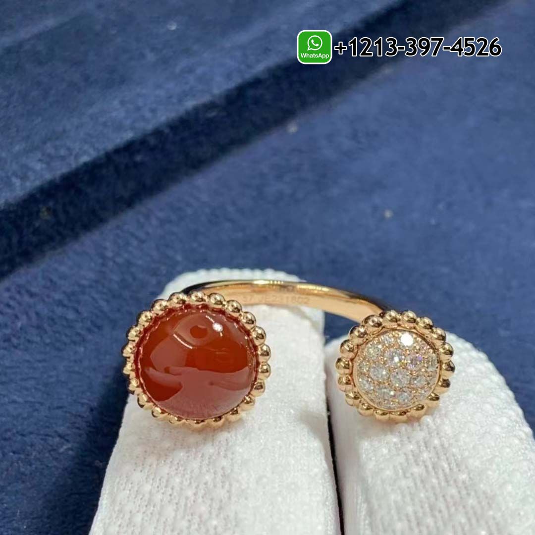 Custom Made Best Quality 1:1 Cheap Van Cleef & Arpels 18K Rose Gold Diamond Carnelian Perlee Couleurs Between The Finger Ring - High Quality 18k Gold and Diamond Luxury Distinctive Collection Designer Jewelry Customized Factory Price Van Cleef Arpels 18K Rose Gold Diamond Carnelian Perlee Couleurs Between The Finger Ring VCARO9SV00
