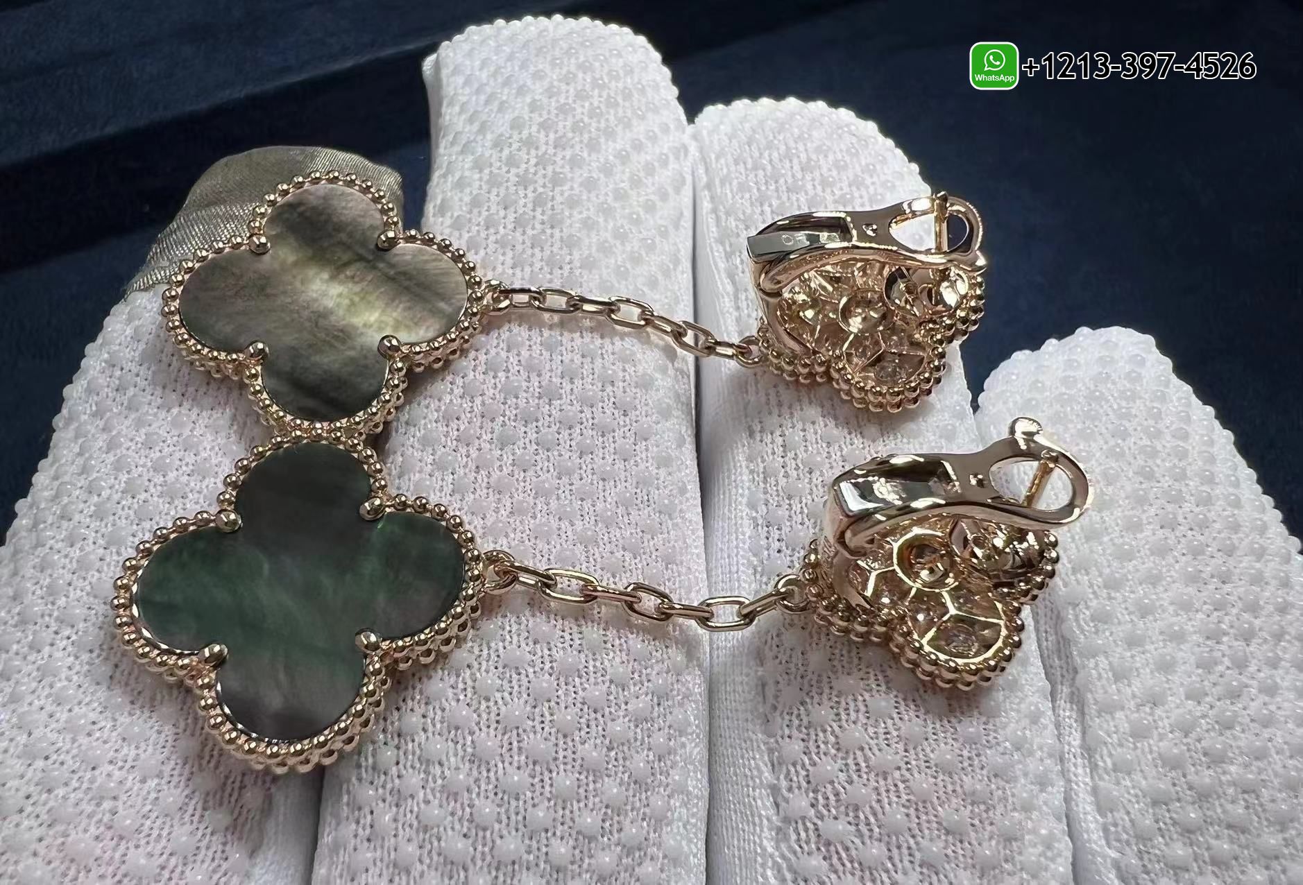 Van-Cleef-Arpels-18K-Rose-Gold-Diamond-Grey-Mother-of-Pearl-Magic-Alhambra-2-Motifs-Earrings-VCARP2R200-1.jpg Best Sellers Van Cleef & Arpels 18K Rose Gold Diamond Grey Mother of Pearl Magic Alhambra 2 Motifs Earrings - High Quality 18k Gold and Diamond Luxury Distinctive Collection Designer Jewelry Customized Factory Price - Image 2