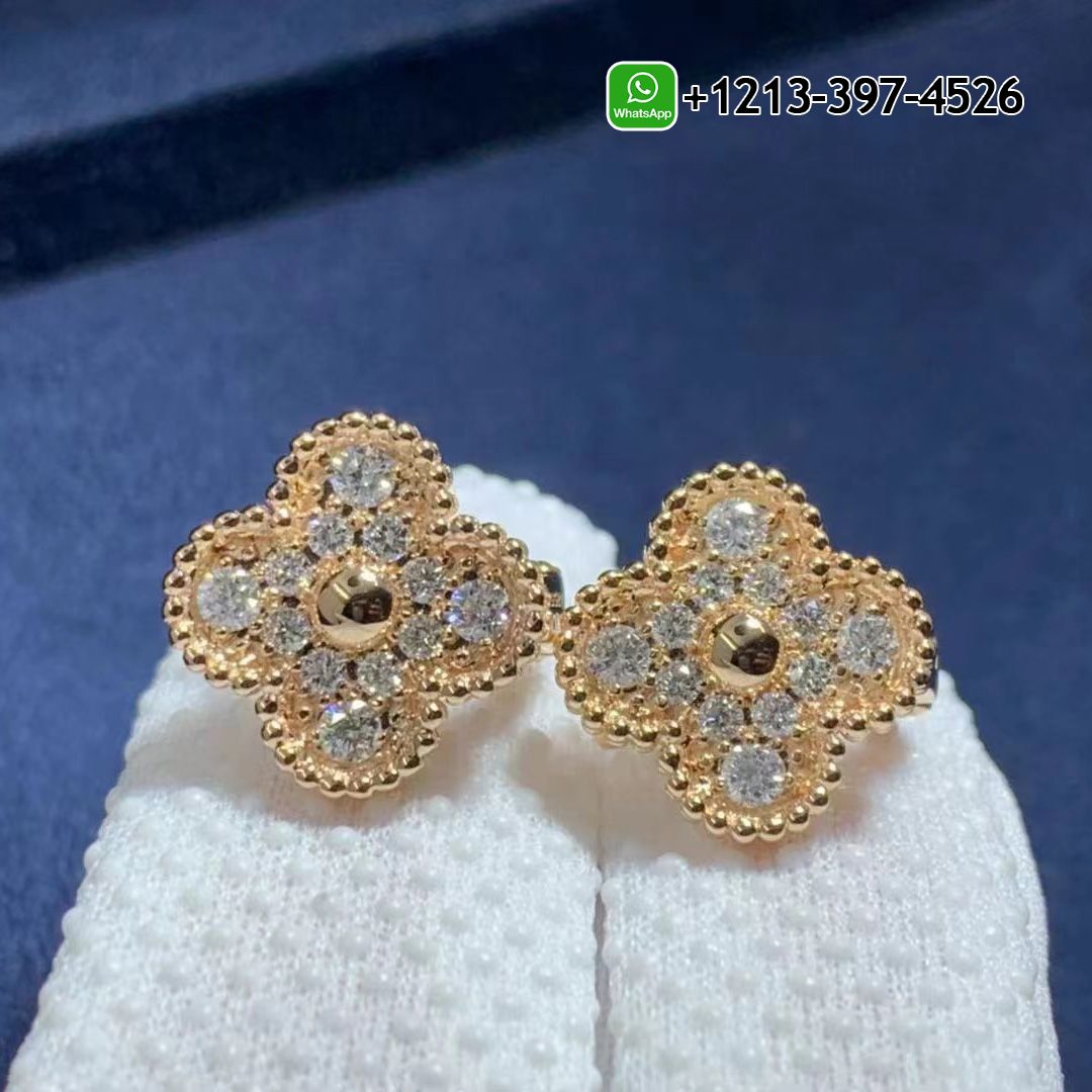 Van-Cleef-Arpels-18K-Rose-Gold-Diamond-Paved-Vintage-Alhambra-Earrings-VCARP2R500.jpg Custom Made Best Quality 1:1 Cheap Van Cleef & Arpels 18K Rose Gold Diamond Paved Vintage Alhambra Earrings - High Quality 18k Gold and Diamond Luxury Distinctive Collection Designer Jewelry Customized Factory Price