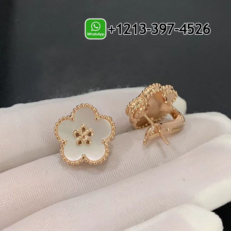 Van-Cleef-Arpels-18K-Rose-Gold-Mother-of-Pearl-Lucky-Springs-Plum-Blossom-Earrings-VCARP7RU00-3.jpg Custom Made Best Quality 1:1 Van Cleef & Arpels 18K Rose Gold Mother of Pearl Lucky Springs Plum Blossom Earrings - High Quality 18k Gold and Diamond Luxury Distinctive Collection Designer Jewelry Customized Factory Price - Image 4