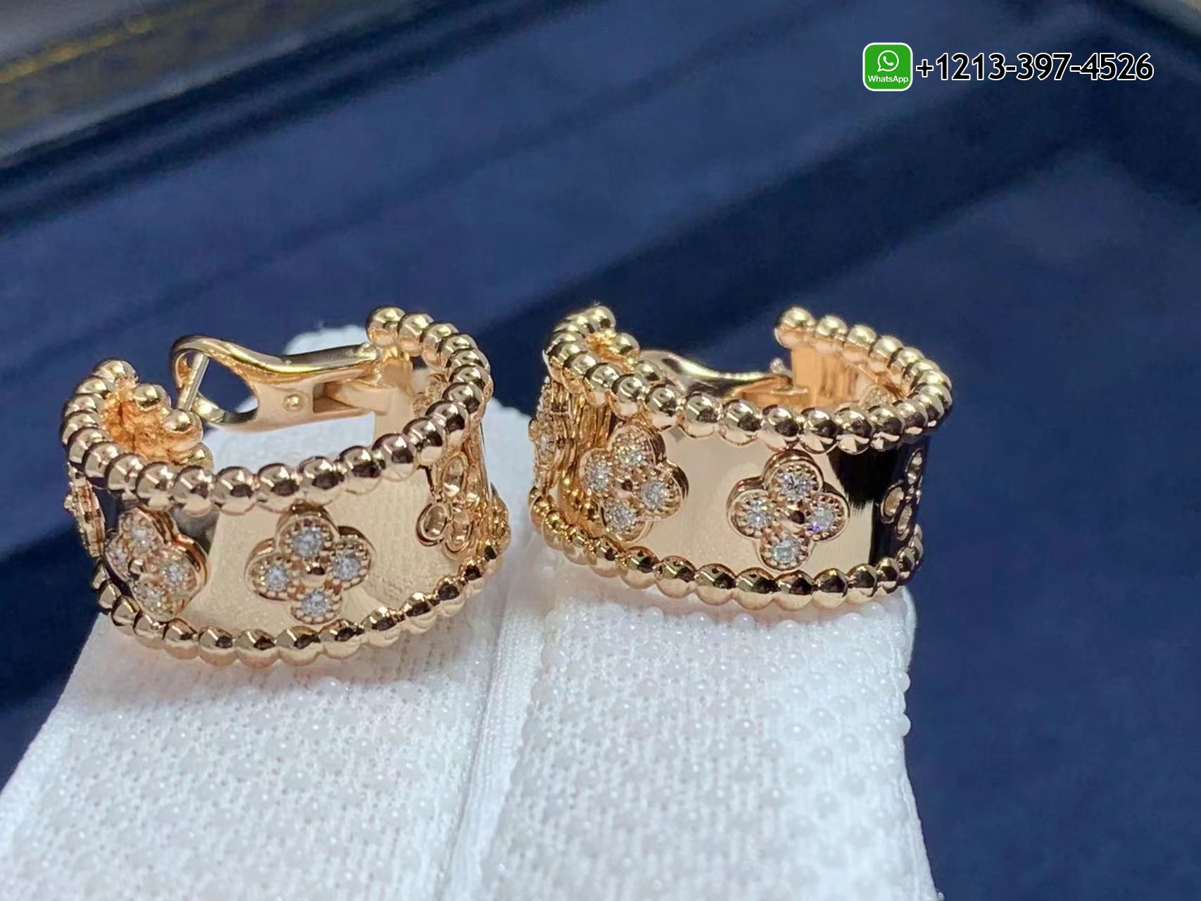 Van-Cleef-Arpels-18K-Rose-Gold-Perlee-Clovers-Diamonds-Hoop-Earrings-VCARO2MK00-1.jpg Best Sellers 1:1 Quality Cheap Van Cleef & Arpels 18K Rose Gold Perlée Clovers Diamonds Hoop Earrings - High Quality 18k Gold and Diamond Luxury Distinctive Collection Designer Jewelry Customized Factory Price - Image 2