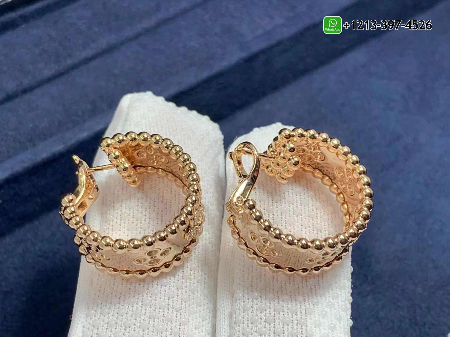 Van-Cleef-Arpels-18K-Rose-Gold-Perlee-Clovers-Diamonds-Hoop-Earrings-VCARO2MK00-2.jpg Best Sellers 1:1 Quality Cheap Van Cleef & Arpels 18K Rose Gold Perlée Clovers Diamonds Hoop Earrings - High Quality 18k Gold and Diamond Luxury Distinctive Collection Designer Jewelry Customized Factory Price - Image 3