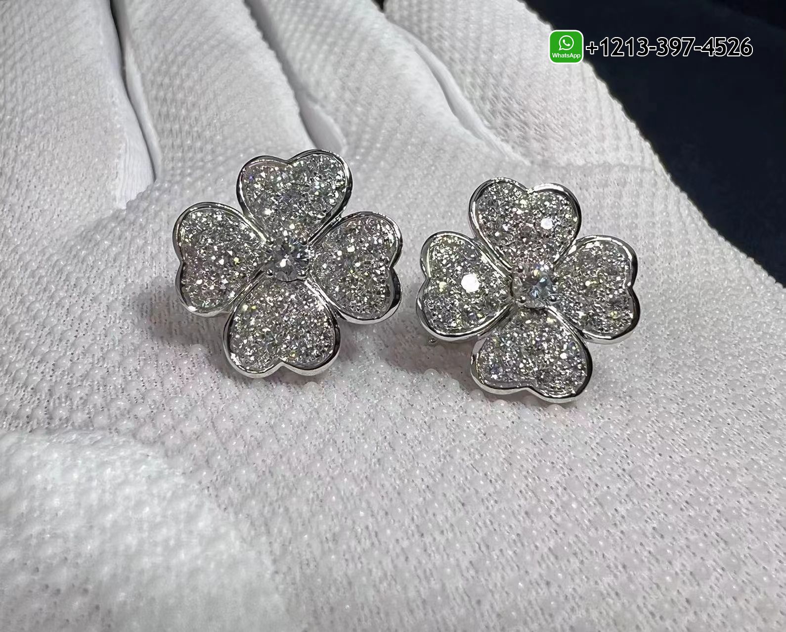 Van-Cleef-Arpels-18K-White-Gold-Diamond-Paved-Cosmos-Small-Model-Earrings-VCARO68N00-5.jpg Real 1:1 High Quality 18k Gold Top Brand Jewelry Customized - High Quality 18k Gold and Diamond Luxury Distinctive Collection Designer Jewelry Customized Factory Price - Image 6