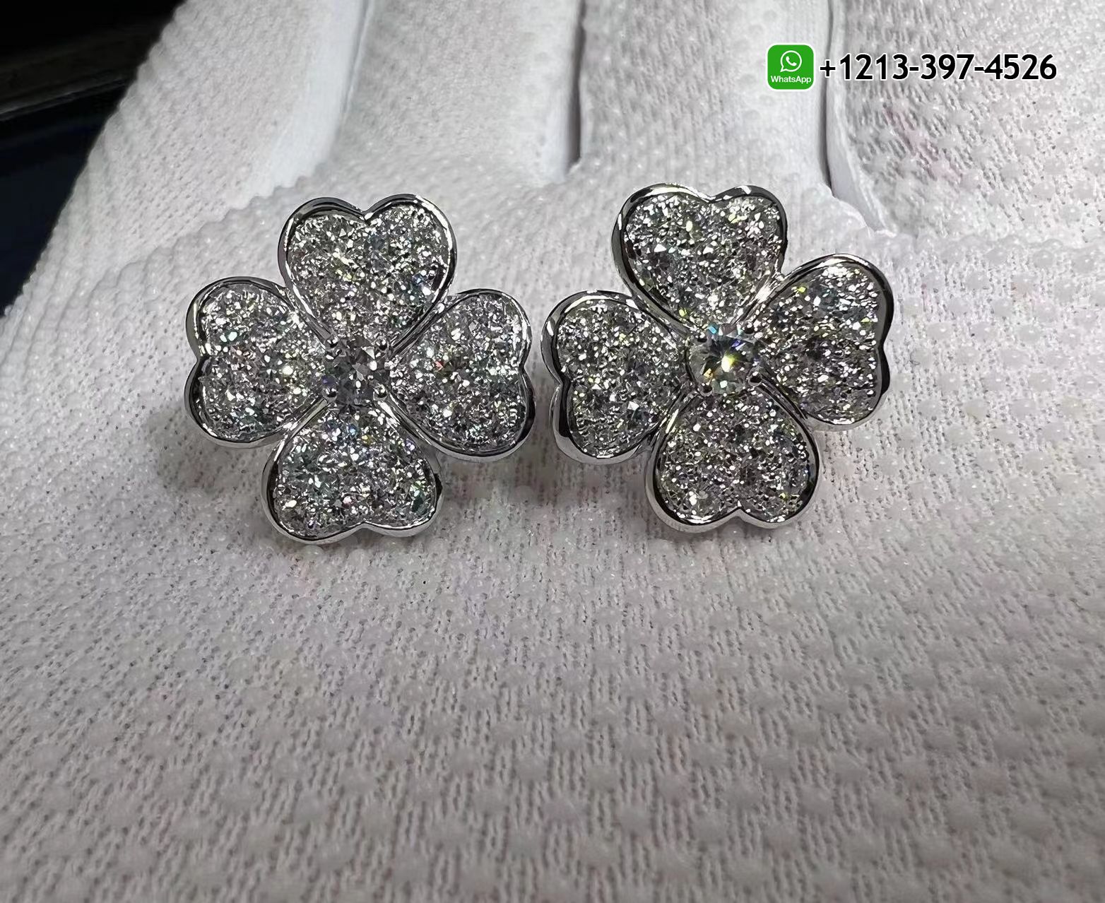 Van-Cleef-Arpels-18K-White-Gold-Diamond-Paved-Cosmos-Small-Model-Earrings-VCARO68N00-6.jpg Real 1:1 High Quality 18k Gold Top Brand Jewelry Customized - High Quality 18k Gold and Diamond Luxury Distinctive Collection Designer Jewelry Customized Factory Price - Image 7