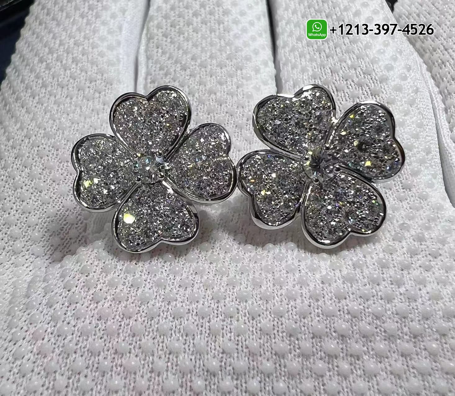 Van-Cleef-Arpels-18K-White-Gold-Diamond-Paved-Cosmos-Small-Model-Earrings-VCARO68N00-7.jpg Real 1:1 High Quality 18k Gold Top Brand Jewelry Customized - High Quality 18k Gold and Diamond Luxury Distinctive Collection Designer Jewelry Customized Factory Price - Image 8