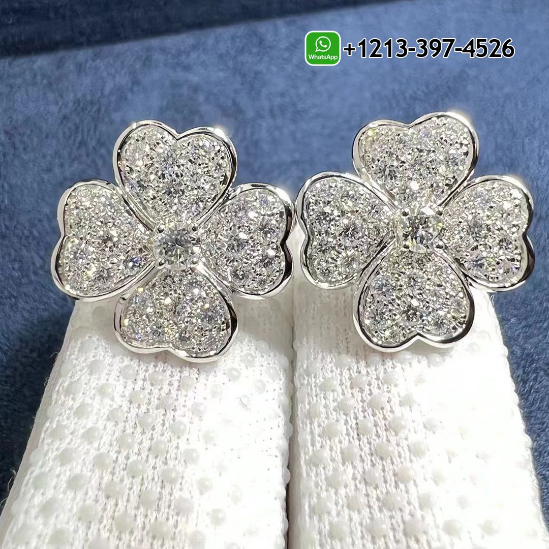 Van-Cleef-Arpels-18K-White-Gold-Diamond-Paved-Cosmos-Small-Model-Earrings-VCARO68N00.jpg Real 1:1 High Quality 18k Gold Top Brand Jewelry Customized - High Quality 18k Gold and Diamond Luxury Distinctive Collection Designer Jewelry Customized Factory Price