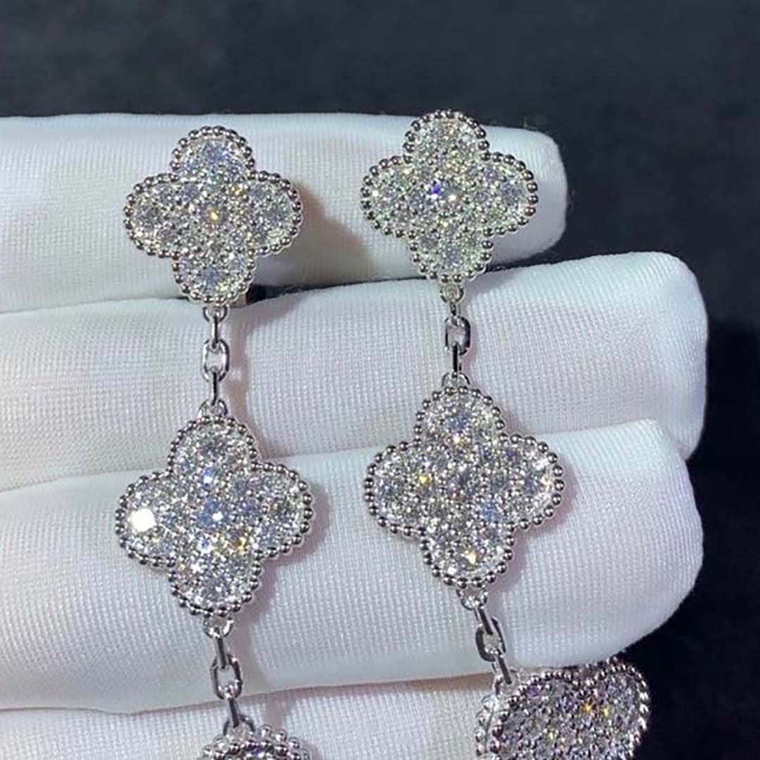 van cleef arpels 18k white gold full diamond 3 motifs magic alhambra earrings vcarn9mr00 2