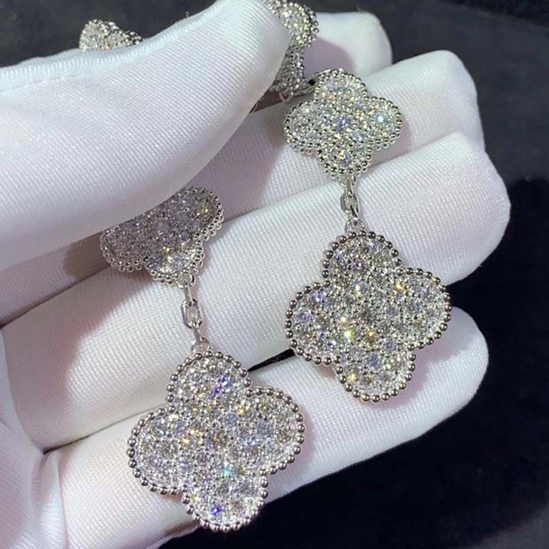 van cleef arpels 18k white gold full diamond 3 motifs magic alhambra earrings vcarn9mr00 3